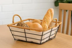 Druciany koszyk z materiałowym wkładem kwadratowy * KINVARA Best