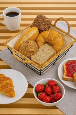 Druciany koszyk z materiałowym wkładem kwadratowy * KINVARA Best
