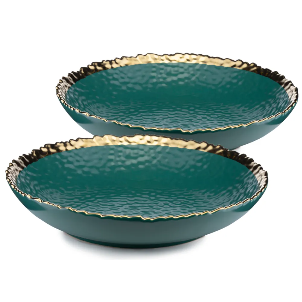 Dwa talerze głębokie Kati Green Gold 26 * HowHomely
