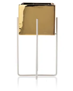 Dwie doniczki Mizu Gold White 21 i 23 cm