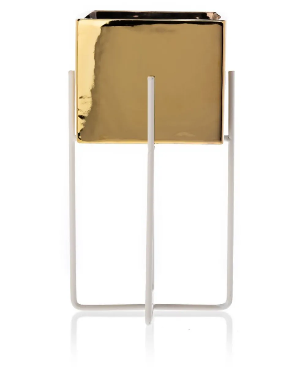 Dwie doniczki Mizu Gold White 21 i 23 cm
