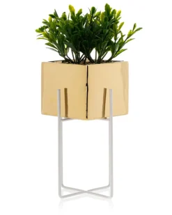 Dwie doniczki Mizu Gold White 21 i 23 cm