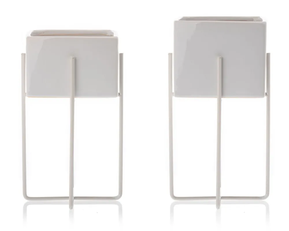 Dwie doniczki Mizu White 21 i 23 cm * HowHomely Outlet