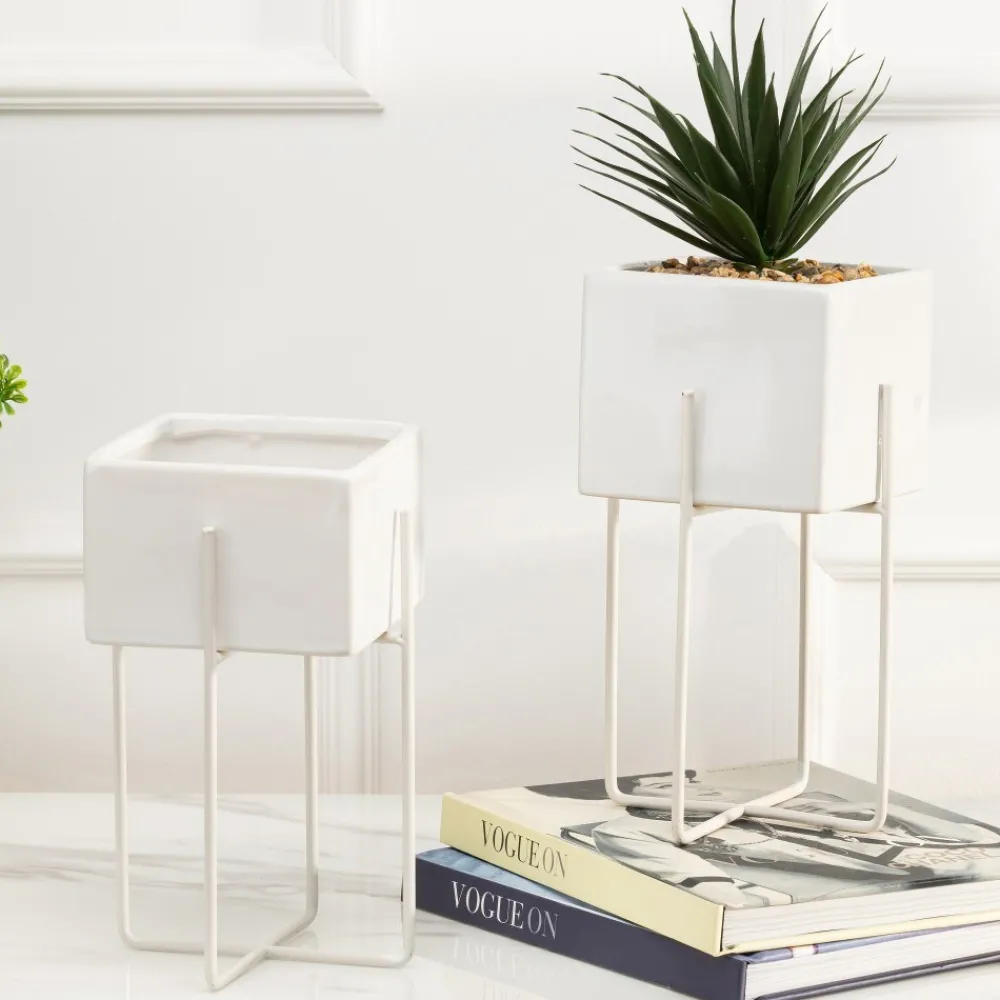 Dwie doniczki Mizu White 21 i 23 cm * HowHomely Outlet