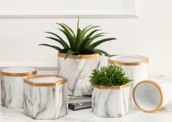 Dwie doniczki Sona Marbling 13 cm * HowHomely Discount