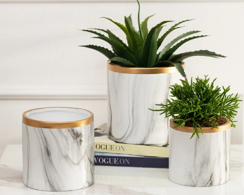 Dwie doniczki Sona Marbling 13 cm * HowHomely Discount