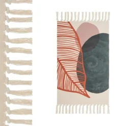 Dywanik z frędzlami Scandi Liście 50x80 cm