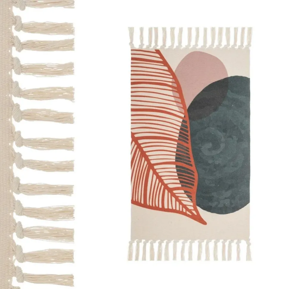 Dywanik z frędzlami Scandi Liście 50x80 cm