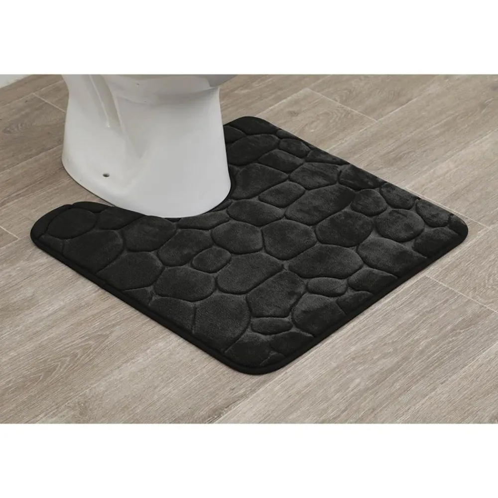 Dywanik pod WC 45x50 cm Stones Czarny * TENDANCE Online