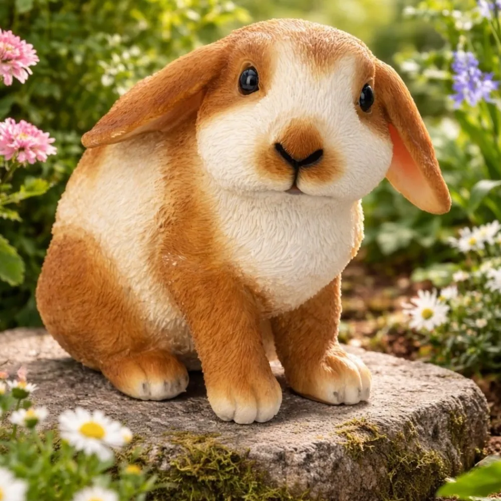 Figurka ogrodowa królik z dużymi uszami 17 cm wzór 2 * HowHomely Best
