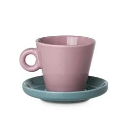 Filiżanka do espresso Echo 100 ml różowa z turkusowym spodkiem