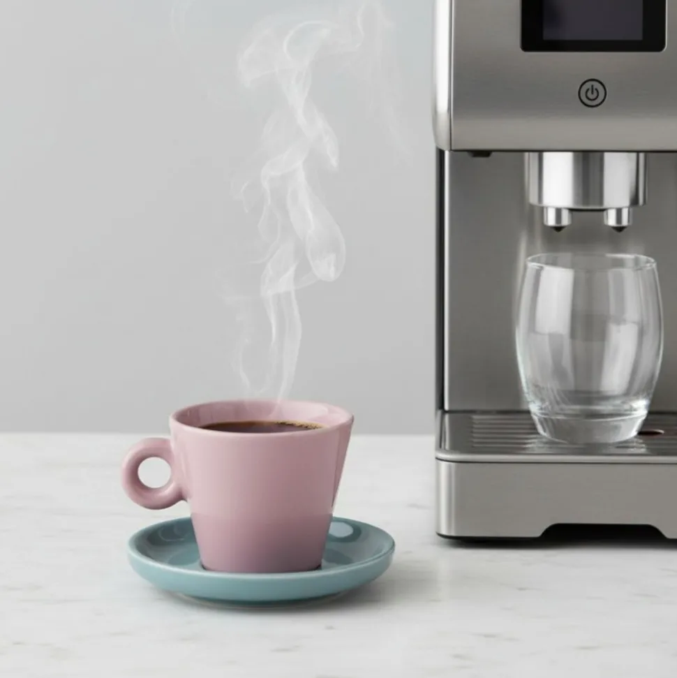 Filiżanka do espresso Echo 100 ml różowa z turkusowym spodkiem