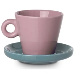 Filiżanka do espresso Echo 100 ml różowa z turkusowym spodkiem
