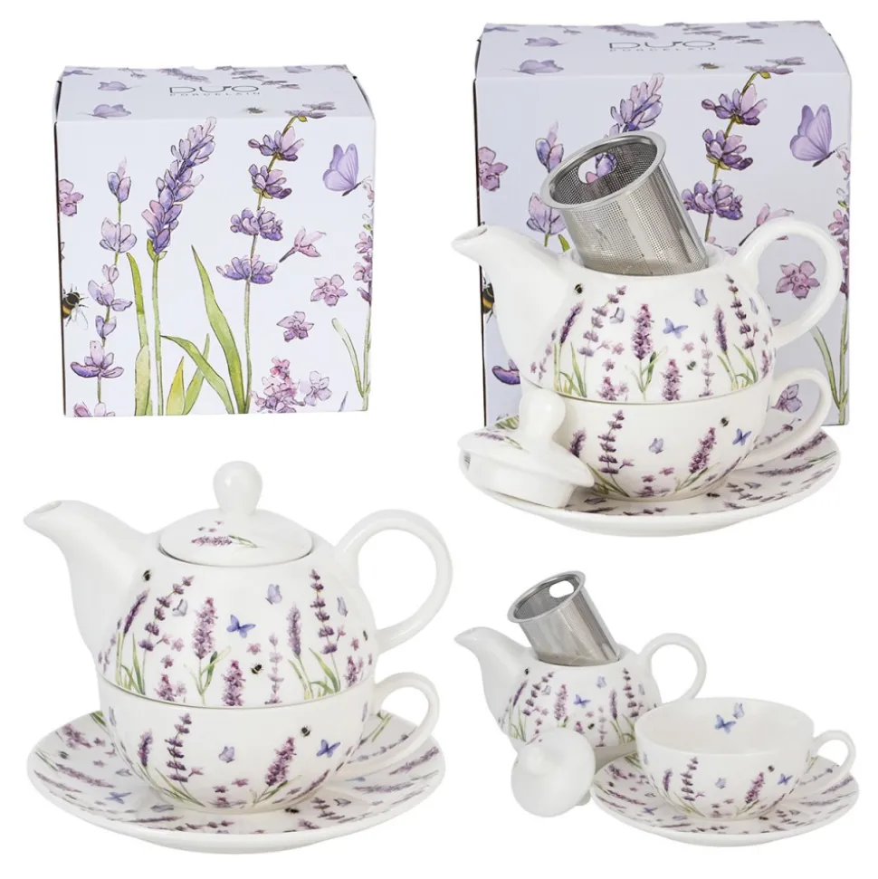 Filiżanka z dzbankiem do zaparzania Classic Lavender
