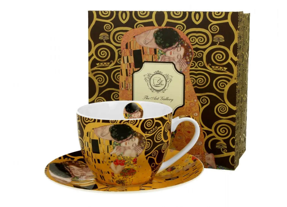 Filiżanka ze spodkiem Klimt THE KISS BROWN 250 ml * Duo