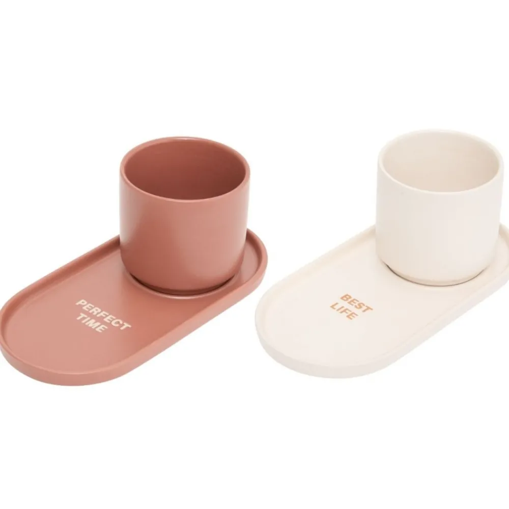 Filiżanki do espresso ciemny róż 240 ml 2 szt. Cara Sienna * Secret de Gourmet Outlet