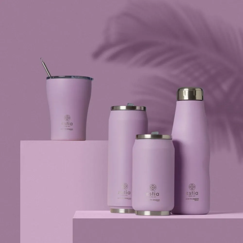 Fioletowy kubek termiczny ze słomką 300 ml Lavender Purple * Estia Online