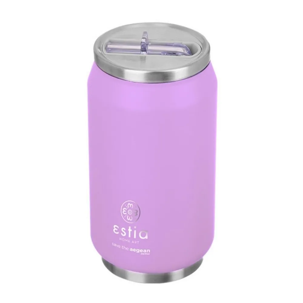 Fioletowy kubek termiczny ze słomką 300 ml Lavender Purple * Estia Online