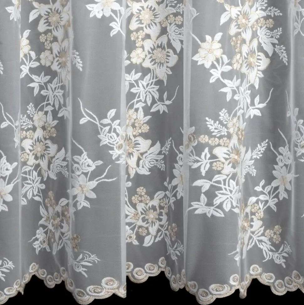 Firana ALIRA krem haft kwiatowy 140x250 cm
