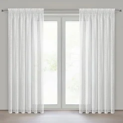 Firana gotowa BONITA 140x270 cm biała wzór geometryczny