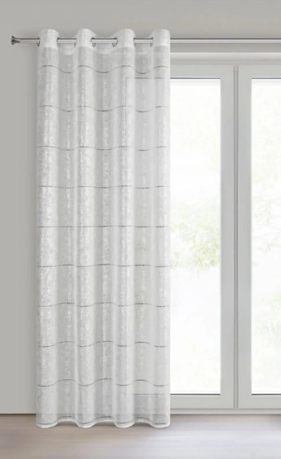 Firana KATY srebrny nadruk 140x250 cm