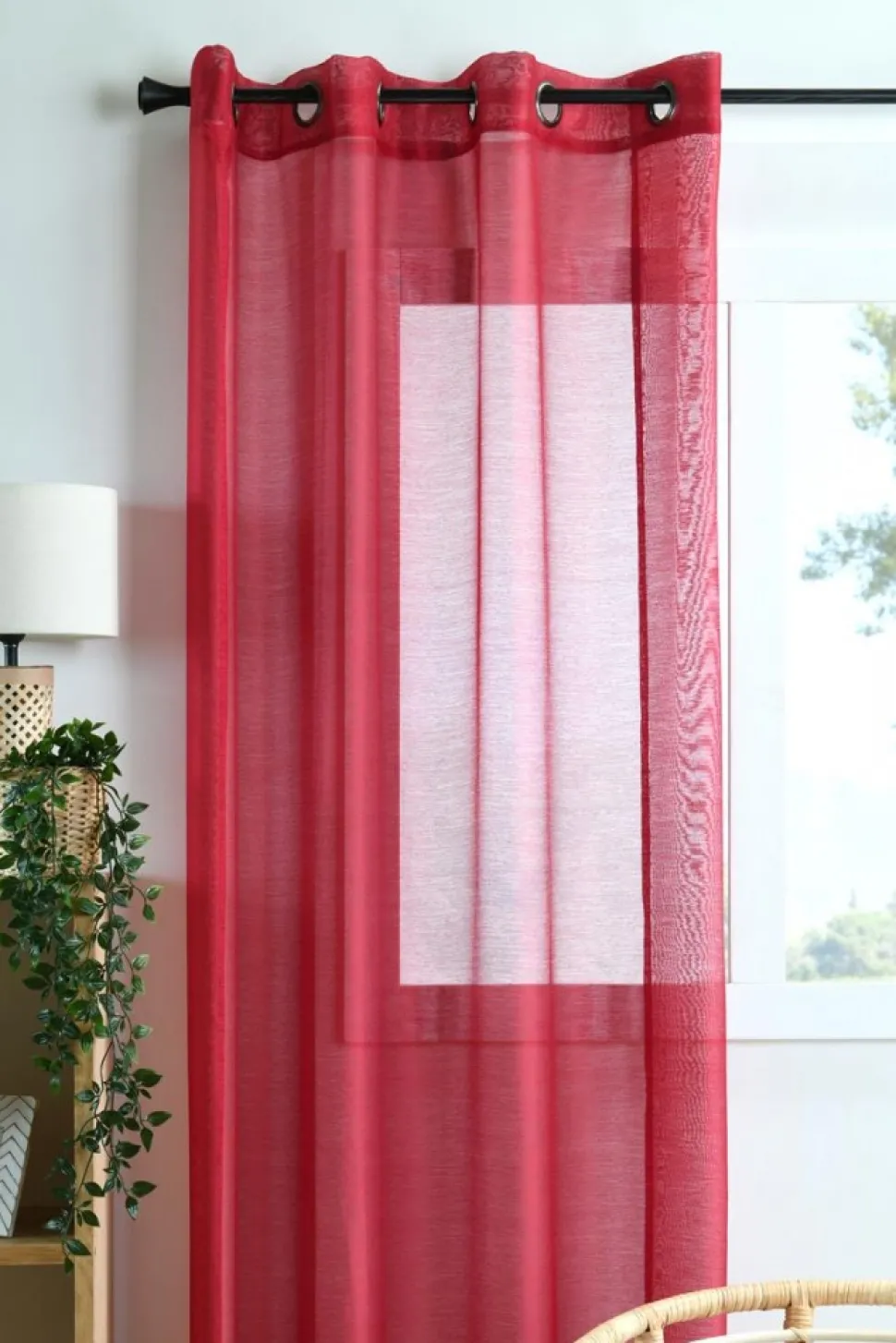 Firana LINWOOD 140x260 czerwona błyszcząca