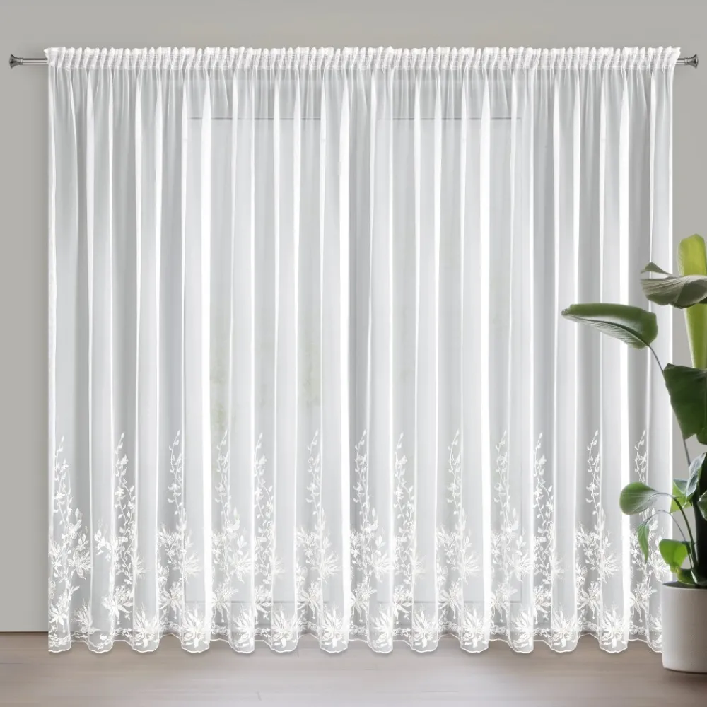Firana JULIA 350x270 haft roślinny biała * EUROFIRANY B.B. Choczyńscy Sp.J. Clearance