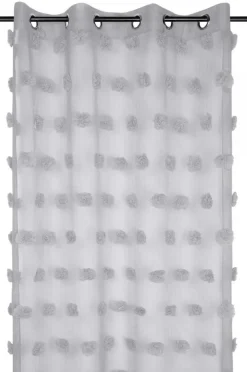Firana POMPINOU 140x260 pompony srebrna * STOF Discount