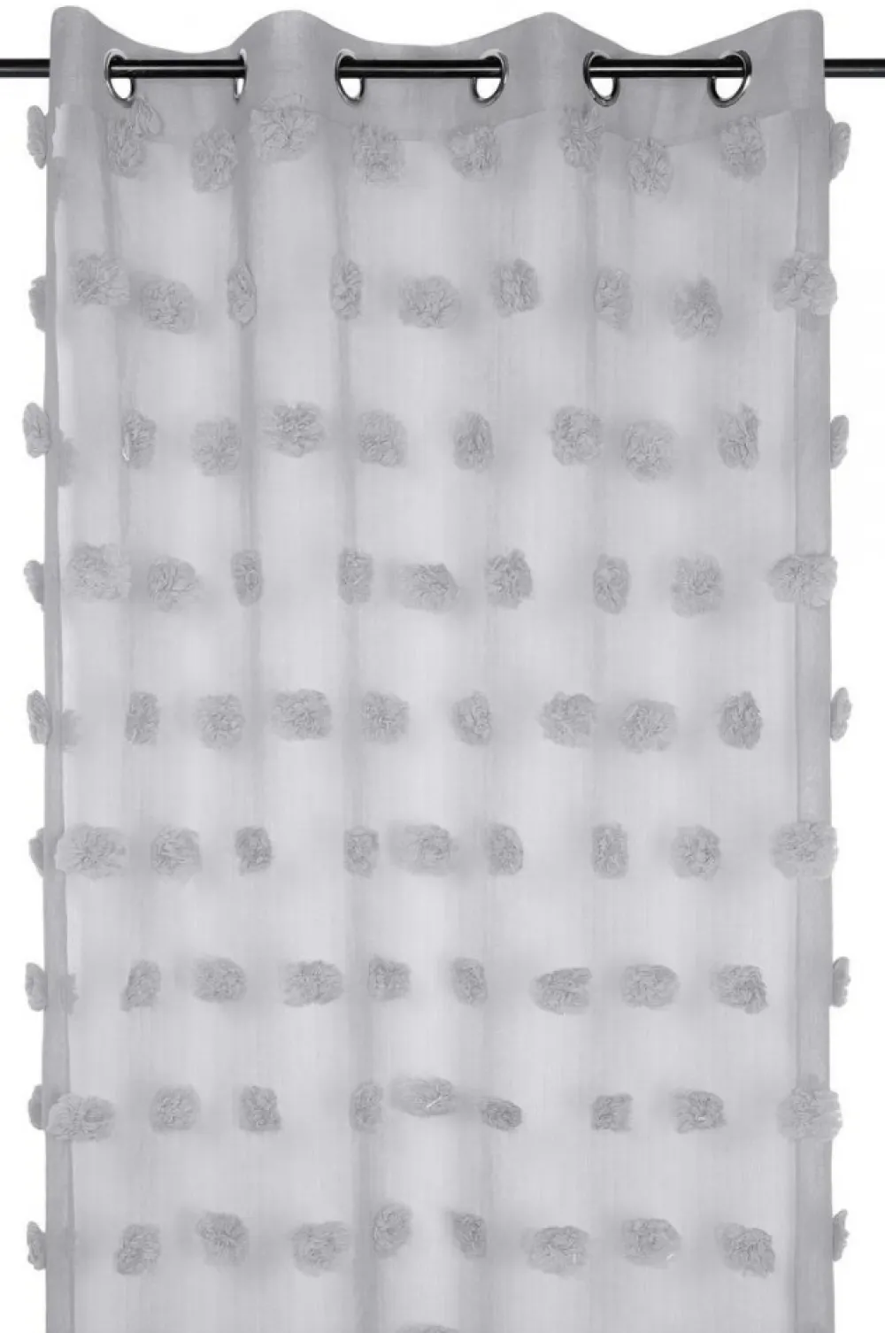 Firana POMPINOU 140x260 pompony srebrna * STOF Discount