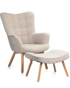 Fotel z podnóżkiem Grella Beige