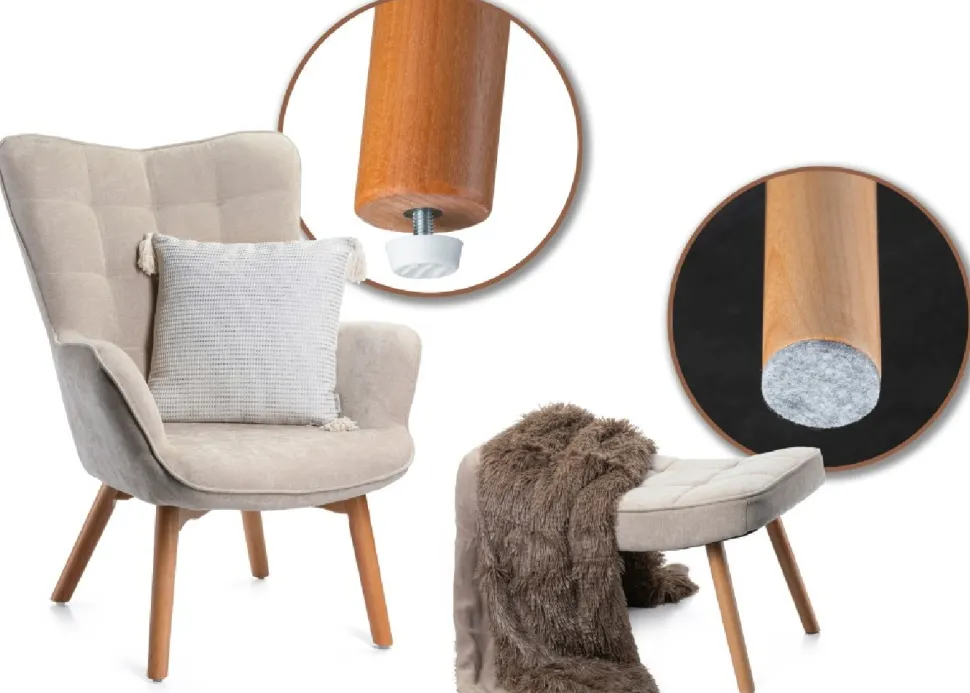 Fotel z podnóżkiem Grella Beige