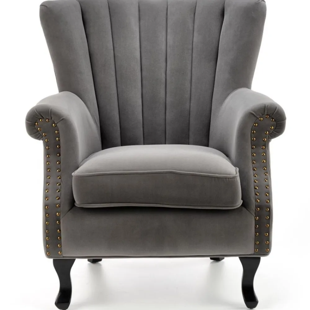 Fotel wypoczynkowy Titan Velvet popiel * Halmar Outlet