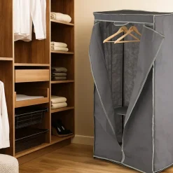 Garderoba szafa materiałowa przenośna szara 75 cm