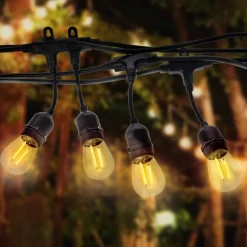 Girlanda Ogrodowa 10m E27 Czarny IP44 Żarówki 1,5W Gratis