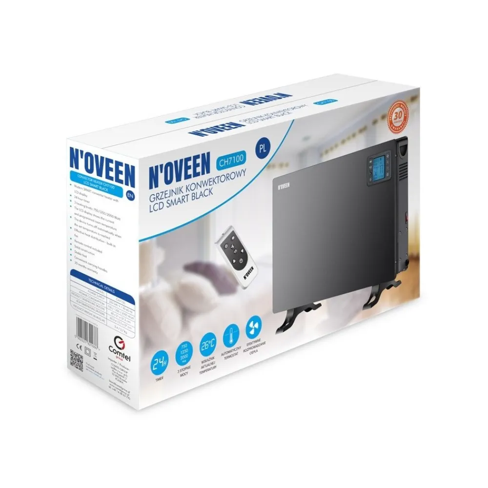 Grzejnik Konwektorowy Noveen CH7100 LCD Smart Black *