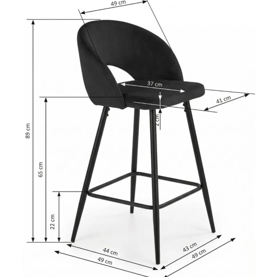 Hoker z oparciem H96 czarny