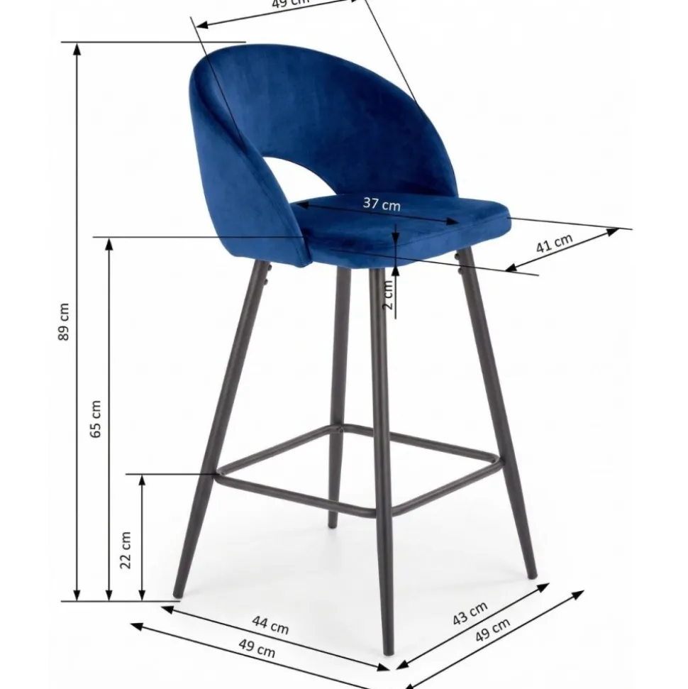 Hoker z oparciem H96 granatowy