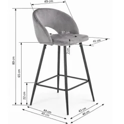 Hoker z oparciem H96 popielaty