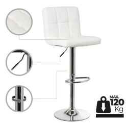 Hoker biały skórzano-metalowy 113 cm * HowHomely Discount