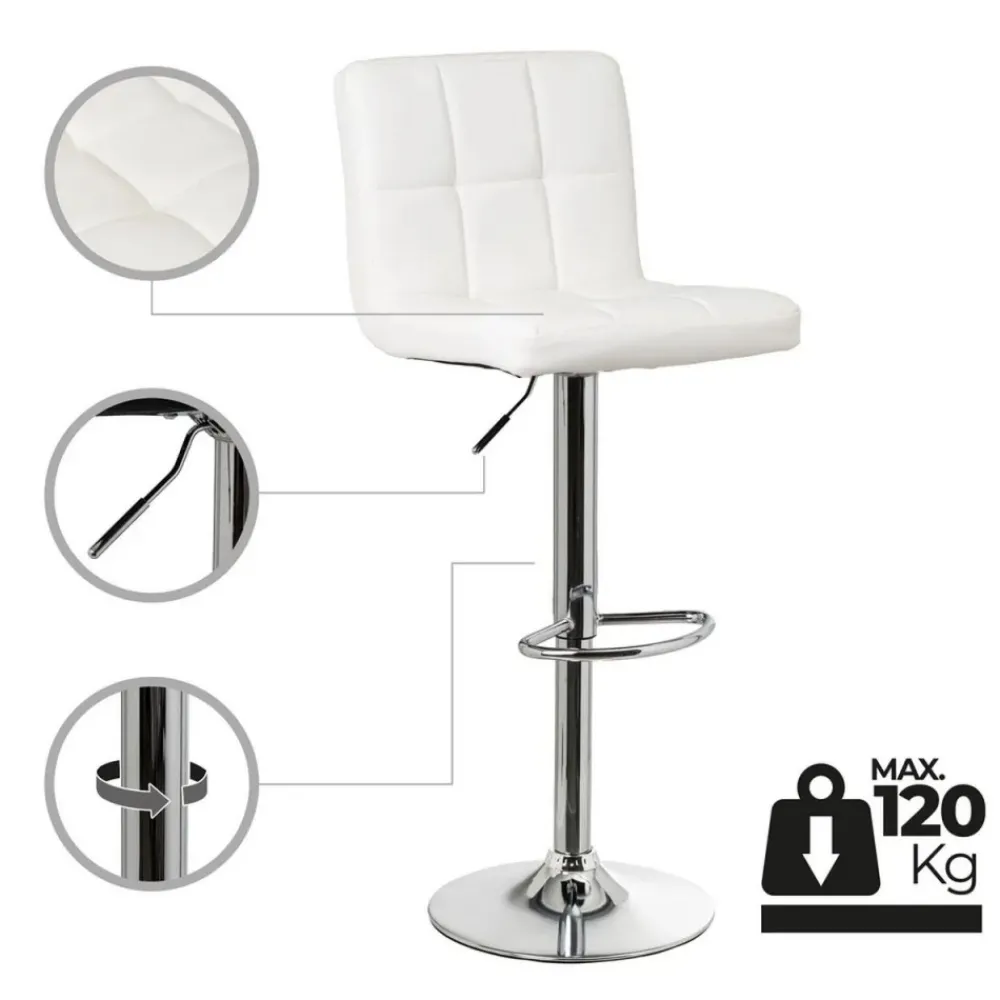 Hoker biały skórzano-metalowy 113 cm * HowHomely Discount