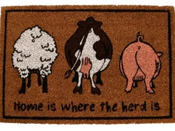 Humorystyczna wycieraczka kokosowa z napisem „Home is where the herd is” 60 x 40 cm * Esschert Design