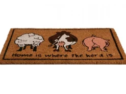 Humorystyczna wycieraczka kokosowa z napisem „Home is where the herd is” 60 x 40 cm * Esschert Design