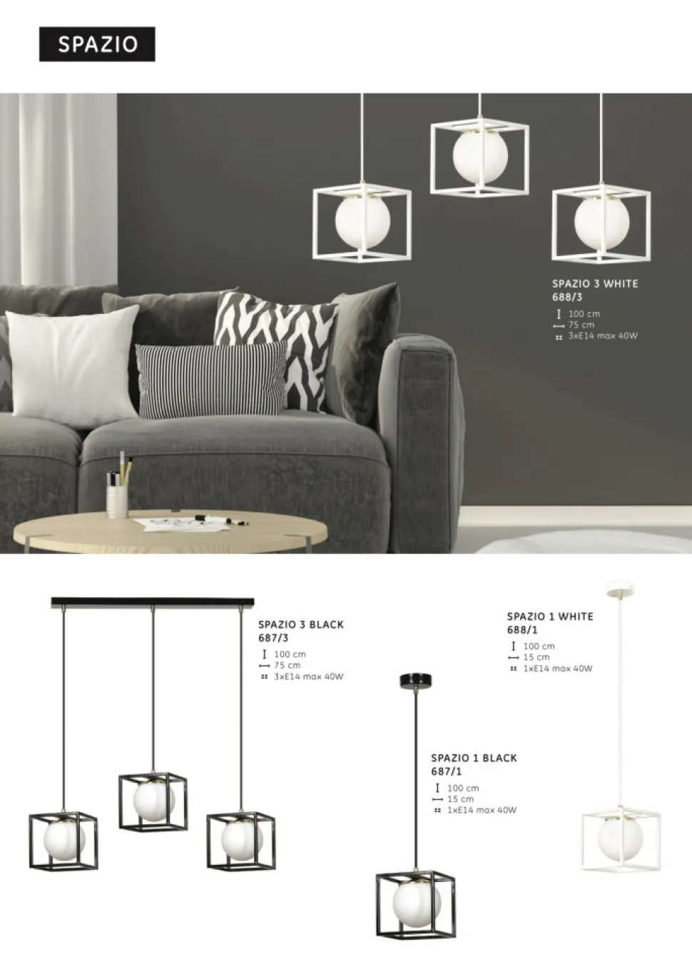 Industrialna lampa SPAZIO 1 WHITE