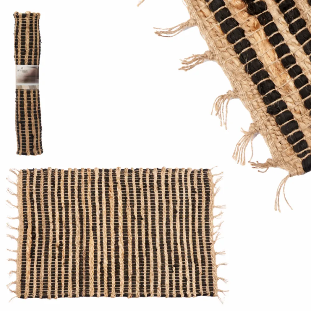 Jutowy dywanik 60x90 cm z frędzlami w pasy * GIFTDECOR Hot