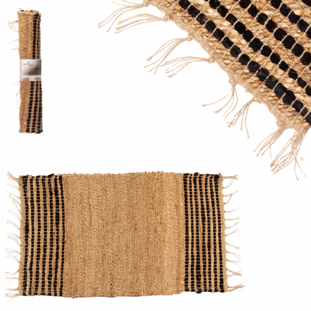 Jutowy dywanik 60x90 cm z frędzlami beżowy * GIFTDECOR Hot