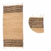 Jutowy dywan 140x70 cm z frędzlami beżowy czarne pasy * GIFTDECOR Clearance