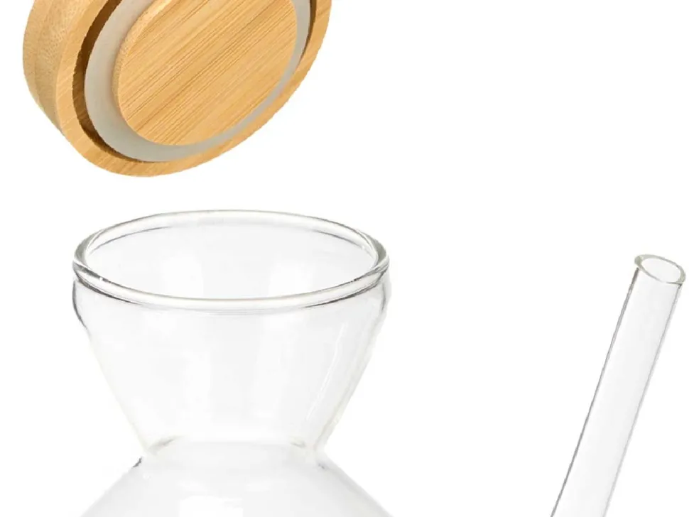 Karafka na oliwę z bambusową pokrywką 600 ml