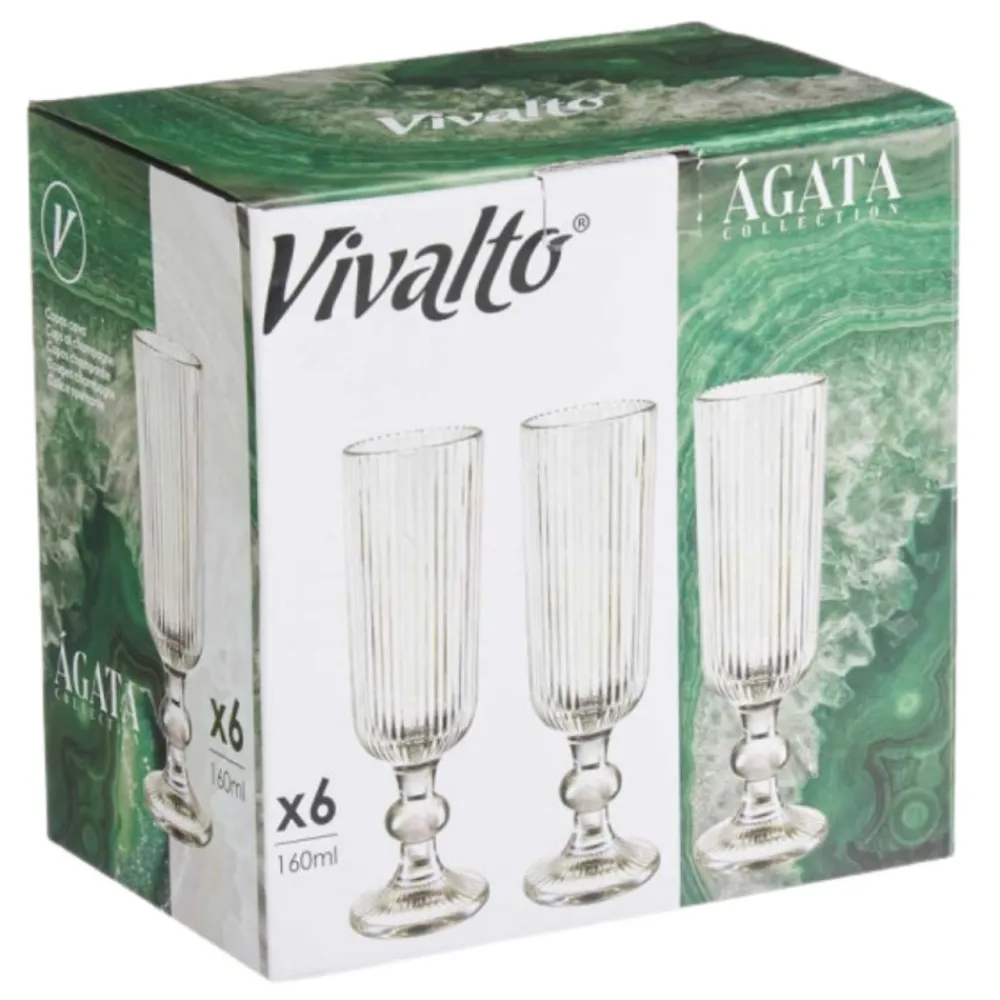 Kieliszek do szampana 160 ml prążkowany zielony * VIVALTO Best