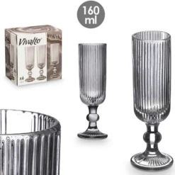 Kieliszek do szampana 160 ml prążkowany szary * VIVALTO Best