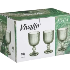 Kieliszek do wina 260 ml prążkowany zielony * VIVALTO Discount